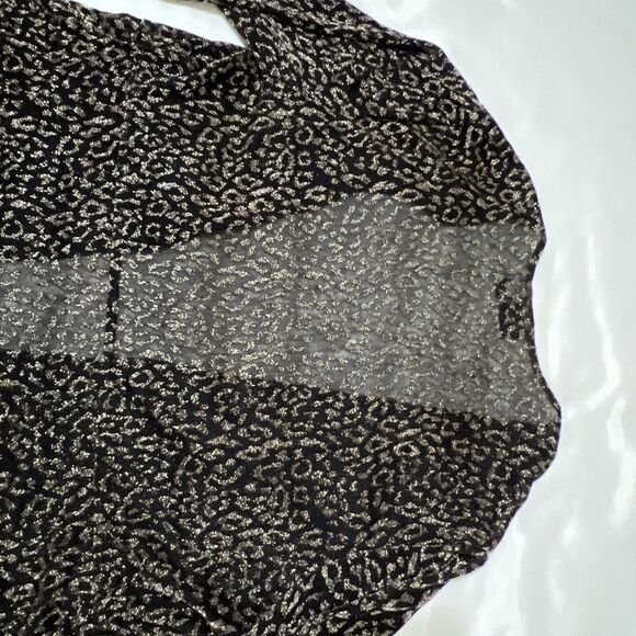 Travelers By Chico’s Sheer Robe Duster Boho Black Gold Metallic Sz 3 XL - Picture 12 of 12